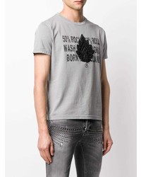 T-shirt à col rond imprimé gris John Richmond