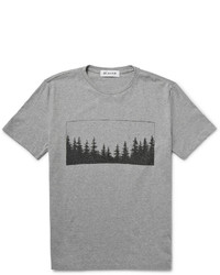 T-shirt à col rond imprimé gris Beams