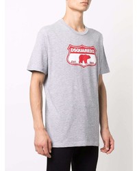 T-shirt à col rond imprimé gris DSQUARED2