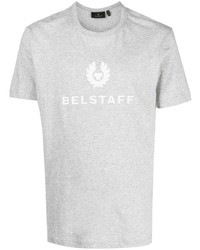 T-shirt à col rond imprimé gris Belstaff