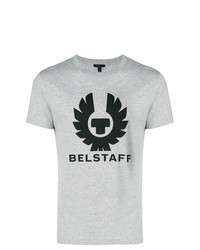 T-shirt à col rond imprimé gris Belstaff