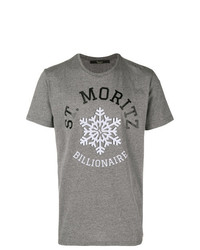 T-shirt à col rond imprimé gris Billionaire