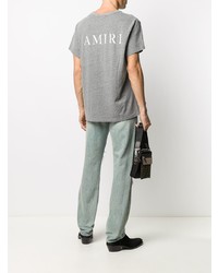 T-shirt à col rond imprimé gris Amiri