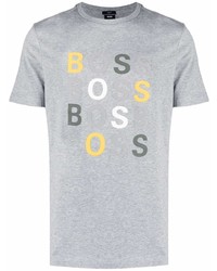 T-shirt à col rond imprimé gris BOSS