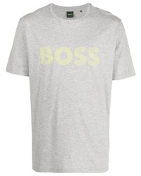 T-shirt à col rond imprimé gris BOSS