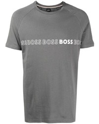 T-shirt à col rond imprimé gris BOSS