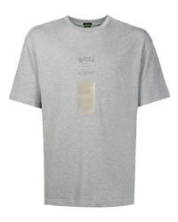 T-shirt à col rond imprimé gris BOSS