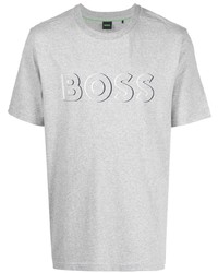 T-shirt à col rond imprimé gris BOSS