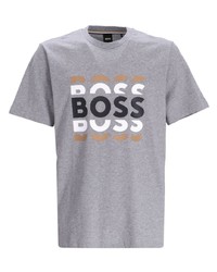 T-shirt à col rond imprimé gris BOSS