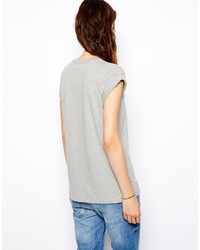 T-shirt à col rond imprimé gris Asos