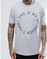 T-shirt à col rond imprimé gris Asos