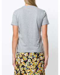 T-shirt à col rond imprimé gris MSGM