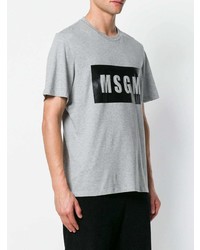 T-shirt à col rond imprimé gris MSGM