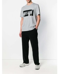 T-shirt à col rond imprimé gris MSGM