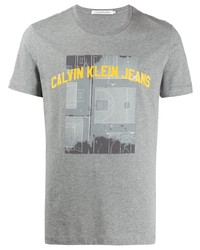 T-shirt à col rond imprimé gris Calvin Klein Jeans