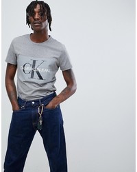 T-shirt à col rond imprimé gris Calvin Klein Jeans
