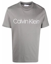 T-shirt à col rond imprimé gris Calvin Klein
