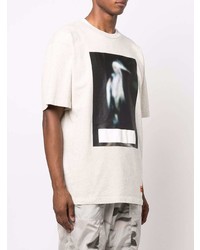 T-shirt à col rond imprimé gris Heron Preston