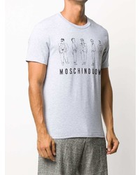 T-shirt à col rond imprimé gris Moschino