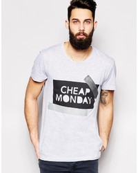 T-shirt à col rond imprimé gris Cheap Monday