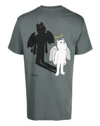 T-shirt à col rond imprimé gris RIPNDIP