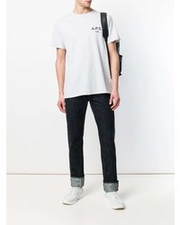 T-shirt à col rond imprimé gris A.P.C.