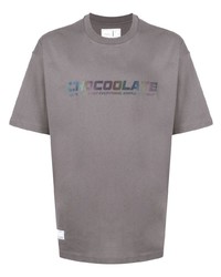 T-shirt à col rond imprimé gris Chocoolate