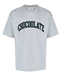 T-shirt à col rond imprimé gris Chocoolate