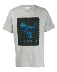 T-shirt à col rond imprimé gris Coach