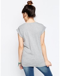 T-shirt à col rond imprimé gris Asos