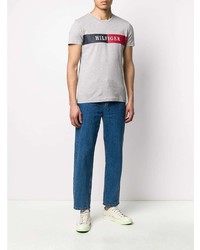 T-shirt à col rond imprimé gris Tommy Hilfiger