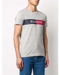 T-shirt à col rond imprimé gris Tommy Hilfiger