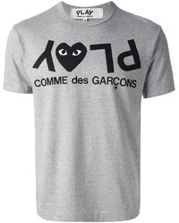 T-shirt à col rond imprimé gris Comme des Garcons