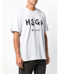 T-shirt à col rond imprimé gris MSGM