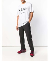 T-shirt à col rond imprimé gris MSGM