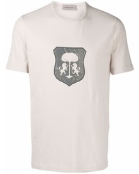 T-shirt à col rond imprimé gris Corneliani