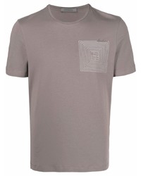 T-shirt à col rond imprimé gris Corneliani