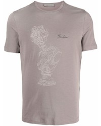 T-shirt à col rond imprimé gris Corneliani