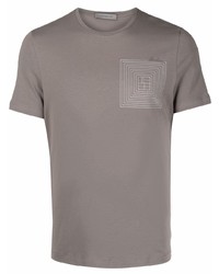 T-shirt à col rond imprimé gris Corneliani