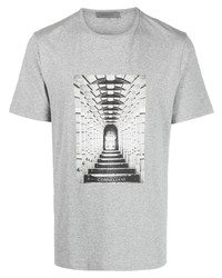T-shirt à col rond imprimé gris Corneliani