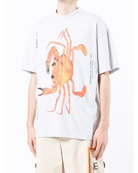 T-shirt à col rond imprimé gris MSGM