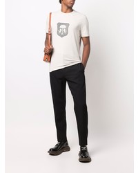 T-shirt à col rond imprimé gris Corneliani