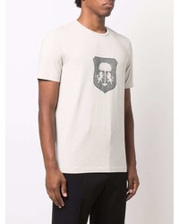 T-shirt à col rond imprimé gris Corneliani