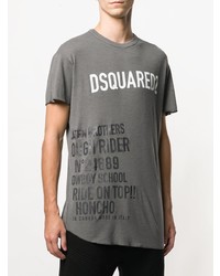 T-shirt à col rond imprimé gris DSQUARED2