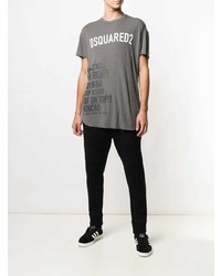 T-shirt à col rond imprimé gris DSQUARED2