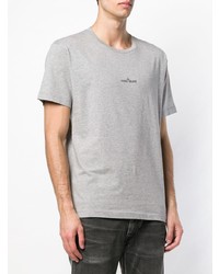 T-shirt à col rond imprimé gris Stone Island