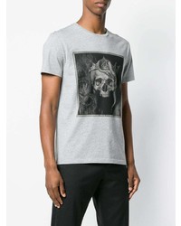 T-shirt à col rond imprimé gris Alexander McQueen