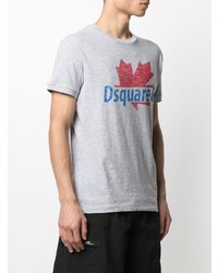 T-shirt à col rond imprimé gris DSQUARED2