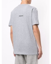 T-shirt à col rond imprimé gris DSQUARED2