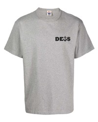 T-shirt à col rond imprimé gris Deus Ex Machina